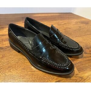 Franco Sarto Women's Eden Faux Patent Studded Loafers – Black – Size 9.5
